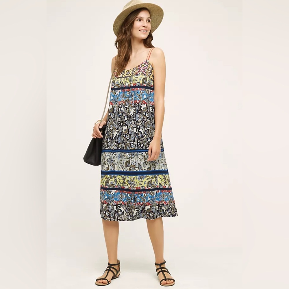 Anthropologie One September Multicolor Printed Strappy Midi Dress - Size Medium